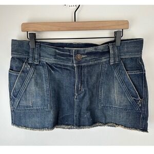 MOSSIMO Denim Distressed Lowest Rise Mini Skirt Y2K Vintage 2000's | Junior 11